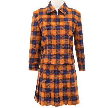 YVES SAINT LAURENT Wool Check Pattern Co-Ord Sets Orange/Navy/Multi