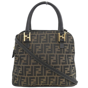 FENDI Ff Pattern Logo Plate 2Way Bag Brown