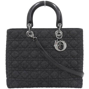 DIOR Denim Lady  Cannage Stitch 2Way Bag L Black