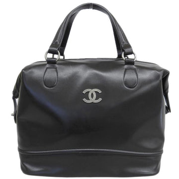 CHANEL Around 2005 Made Cc Mark Plate Tote Bag Black