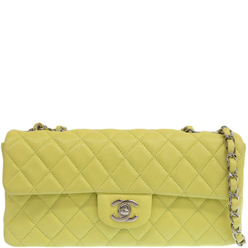 CHANEL Around 2010 Made East West Classic Flap Chain Bag Pastel Green