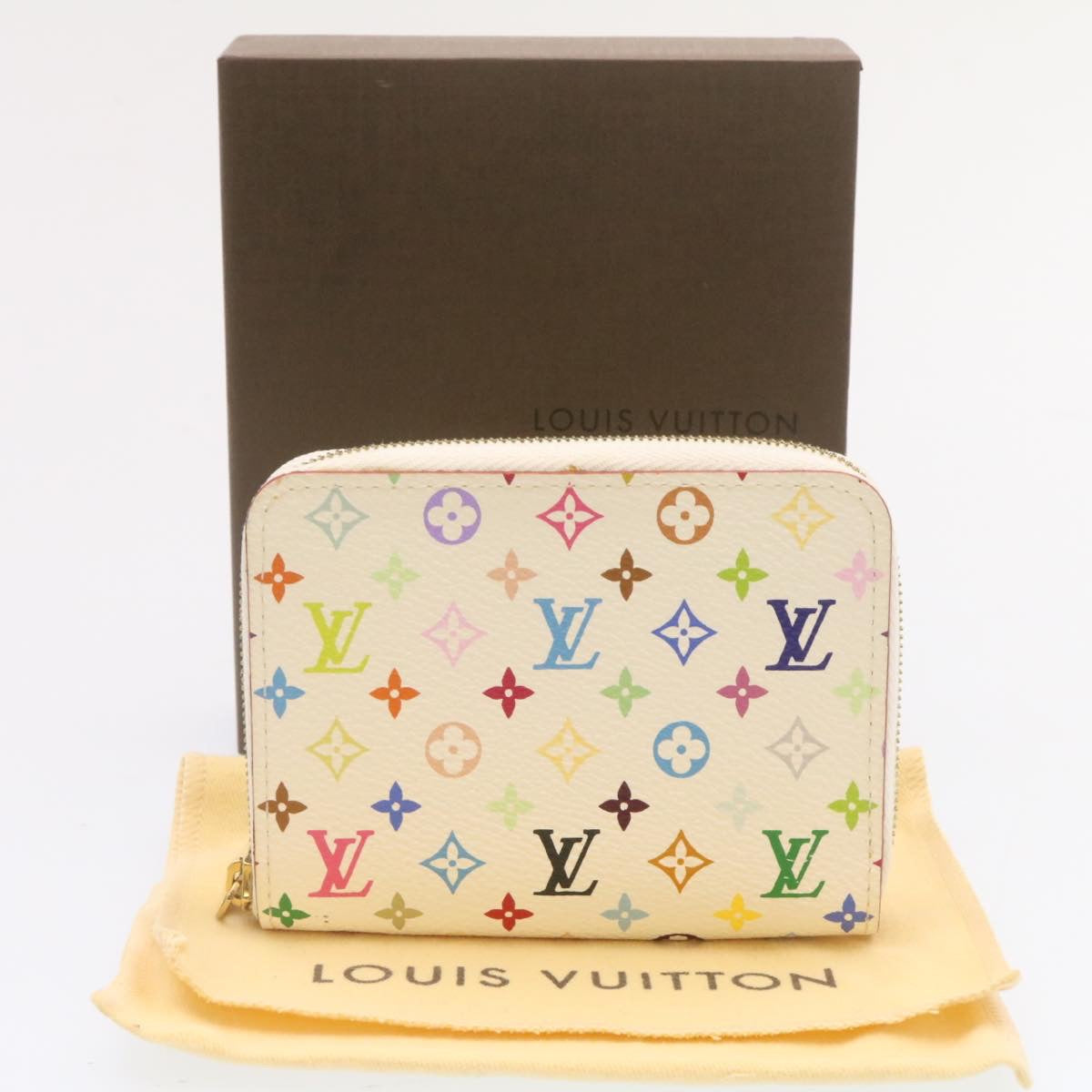 Louis Vuitton, Bags, Louis Vuitton Monogram Multicolor Zippy Coin Purse  White M9374 Lv Auth 25121