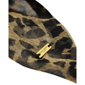 SAINT LAURENT Leopard Print Silk Chiffon Scarf