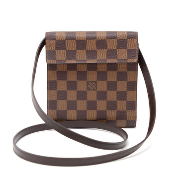 LOUIS VUITTON Vintage Ebene Damier Canvas CD Case + Strap