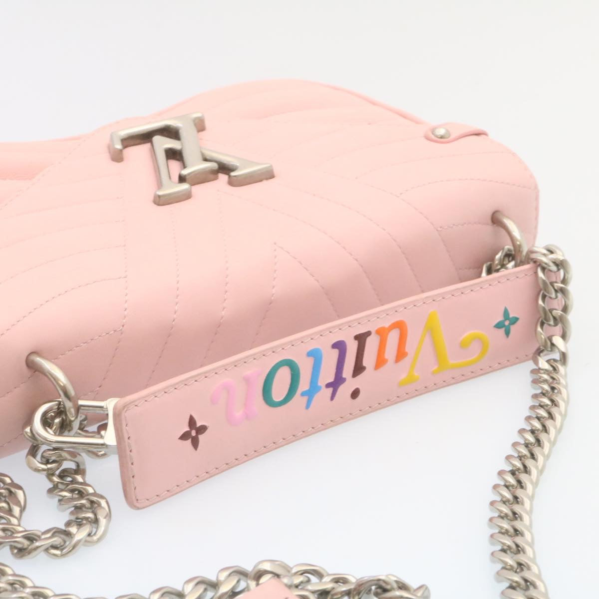 LOUIS VUITTON New Wave MM Chain Shoulder Bag Leather 2Way Pink