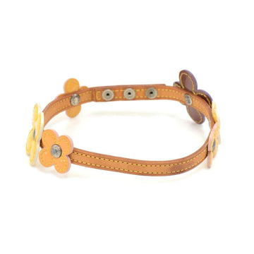 LOUIS VUITTON 2 Way Floral Motif Yellow & Brown Vernis Leather Choker Necklace/Bracelet