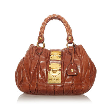 Miu Miu Coffer Leather Handbag