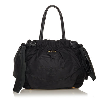 Prada Canapa Tessuto Bow Shoulder Bag