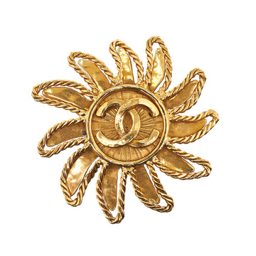 CHANEL CC Sun Motif Brooch Costume Brooch