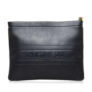 DIOR Logo Embossed Leather Clutch Clutch Bag