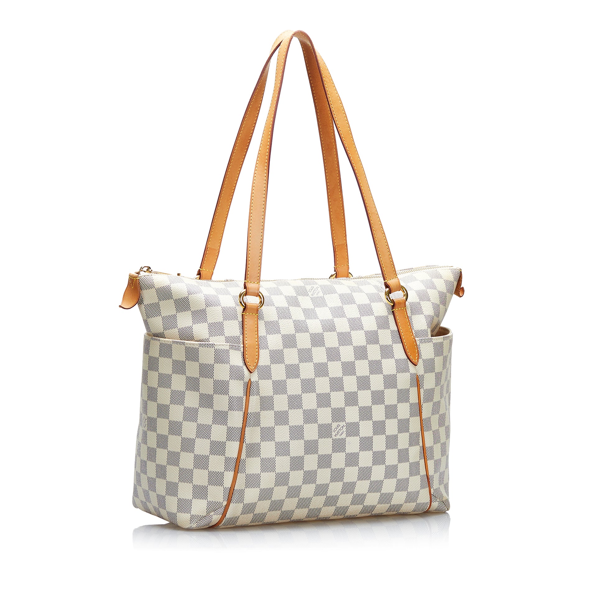 LOUIS VUITTON Totally GM White Checkered Coated Canvas Shoulder Bag Tote Bag