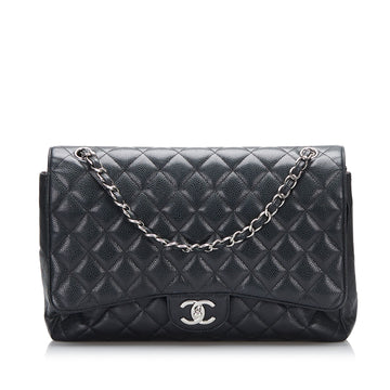 CHANEL Maxi Classic Caviar Double Flap Shoulder Bag