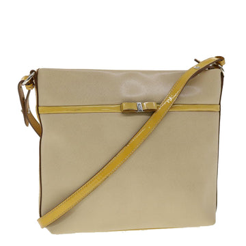 SALVATORE FERRAGAMO Shoulder Bag Leather Beige Auth 30394