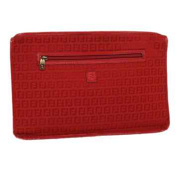 FENDI Zucchino Canvas Clutch Bag Red Auth 31056