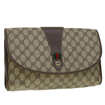 GUCCI GG Canvas Web Sherry Line Clutch Bag Beige Red Green 15601031 Auth 32362