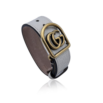GUCCI White Leather Gg Logo Marmont Belt Bracelet Small Size