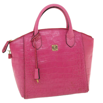 MCM Hand Bag Leather Pink Auth 34038