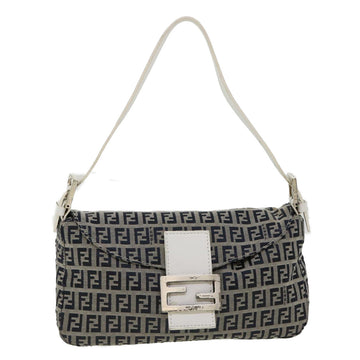 FENDI Zucchino Canvas Shoulder Bag Navy Auth 34615