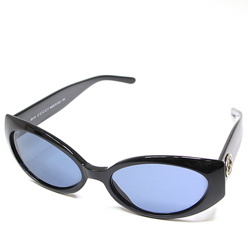 Gucci GG Logo Silver Black Blue Tinted Sunglasses