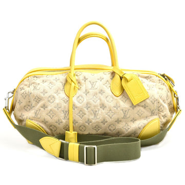 LOUIS VUITTON Denim Speedy Round PM Yellow Leather 2Way Bag + Strap - 2012 Limited