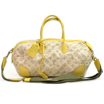 LOUIS VUITTON Denim Speedy Round PM Yellow Leather 2Way Bag + Strap - 2012 Limited