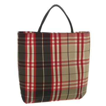 BURBERRY Nova Check Hand Bag Nylon Red Auth 36244