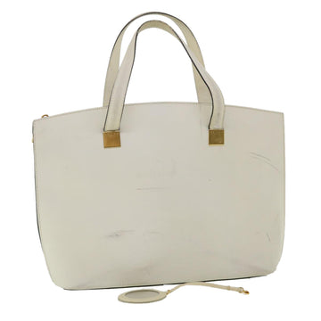 CELINE Shoulder Bag Leather White Auth 37091