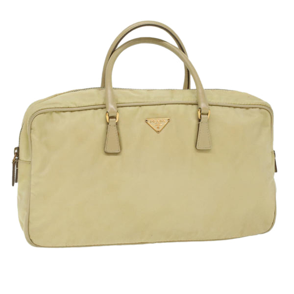 PRADA Hand Bag Nylon Beige Auth 37133