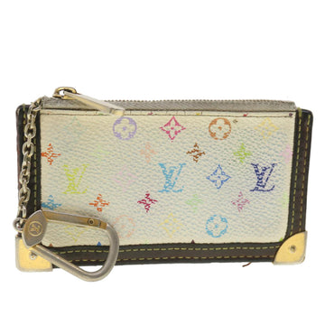 LOUIS VUITTON Multicolor Pochette Cles Coin Purse White M92655 LV Auth 37242