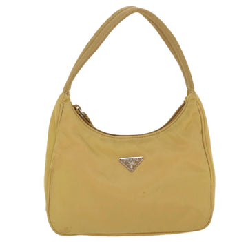 PRADA Hand Bag Nylon Beige Auth 37557