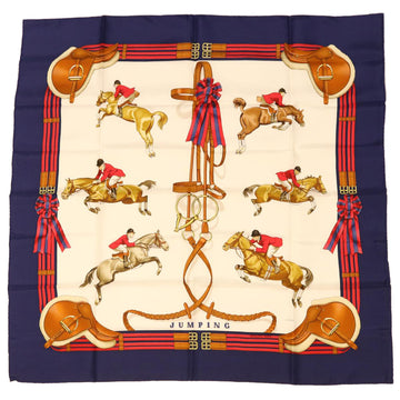 HERMES Carre 90 Scarf Silk Navy Auth 38282