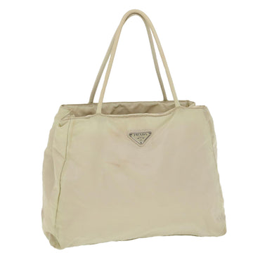 PRADA Hand Bag Nylon Cream Auth 38288