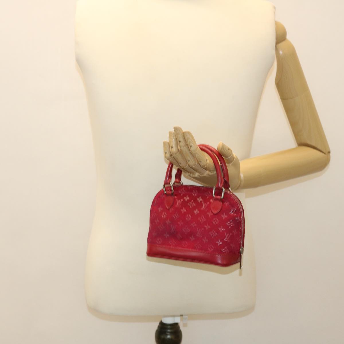 Louis Vuitton Little Alma Handbag Red Monogram Satin M92350 SP1002