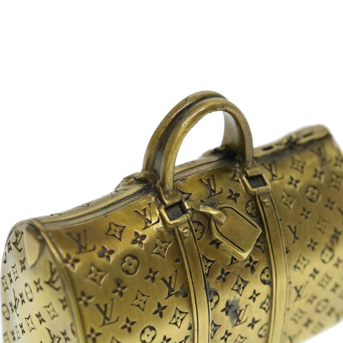 LOUIS VUITTON Keepall Motif Paper Weight Metal Gold Tone LV Auth 38854A