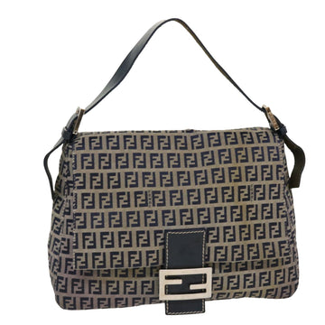 FENDI Zucchino Canvas Mamma Baguette Shoulder Bag Nylon Navy 26325 Auth 38903