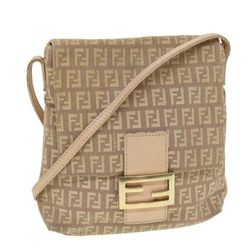 FENDI Zucchino Canvas Mamma Baguette Shoulder Bag Beige Auth 39139