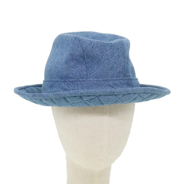 CHANEL Hat Denim 57 Light Blue CC Auth 39191