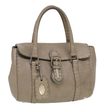 FENDI Hand Bag Leather Gray Auth 39445