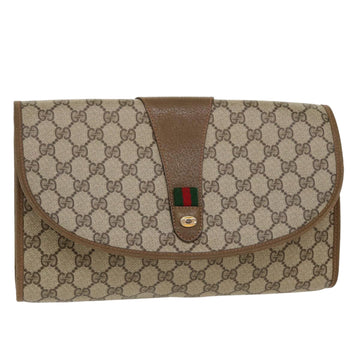 GUCCI GG Canvas Web Sherry Line Clutch Bag Beige Red Green 89.01.031 Auth 39614