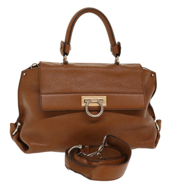 SALVATORE FERRAGAMO Sofia Hand Bag Leather 2way Brown Auth 39632