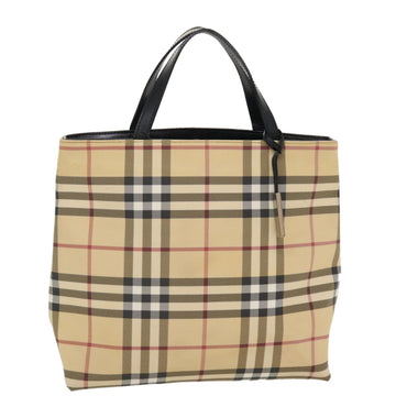 BURBERRY Nova Check Hand Bag Nylon Beige Auth 39651