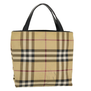 BURBERRY Nova Check Hand Bag Nylon Beige Auth 39653