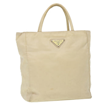 PRADA Hand Bag Nylon Beige Auth 39692