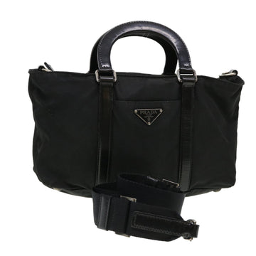 PRADA Hand Bag Nylon 2way Black Auth 39702