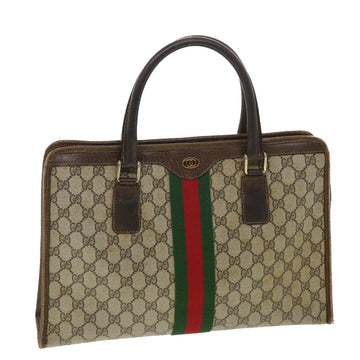 GUCCI GG Canvas Web Sherry Line Hand Bag Beige Red Green 010378 Auth 39975