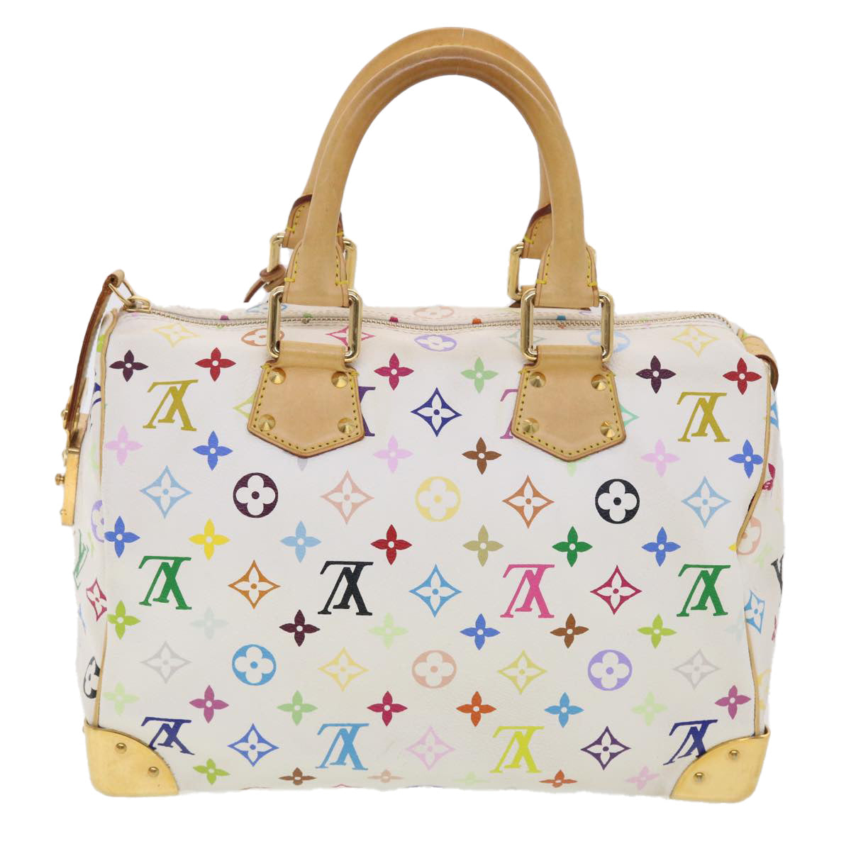 LOUIS VUITTON Monogram Multicolor Speedy 30 Hand Bag White M92643