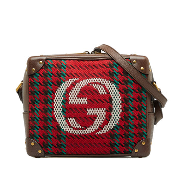 GUCCI Houndstooth Soft Trunk Crossbody Bag