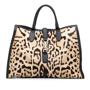 GUCCI Medium Pony Hair Cheetah Print Jackie Soft Tote Tote Bag