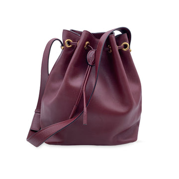 Cartier Vintage Burgundy Leather Drawstring Bucket Shoulder Bag