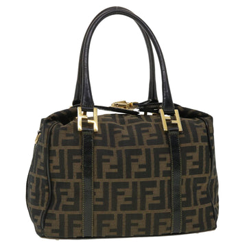 FENDI Zucca Canvas Hand Bag Black Brown Auth 40339